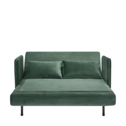 BELUSHI Canapé convertible 2 places en velours pieds bois foncé