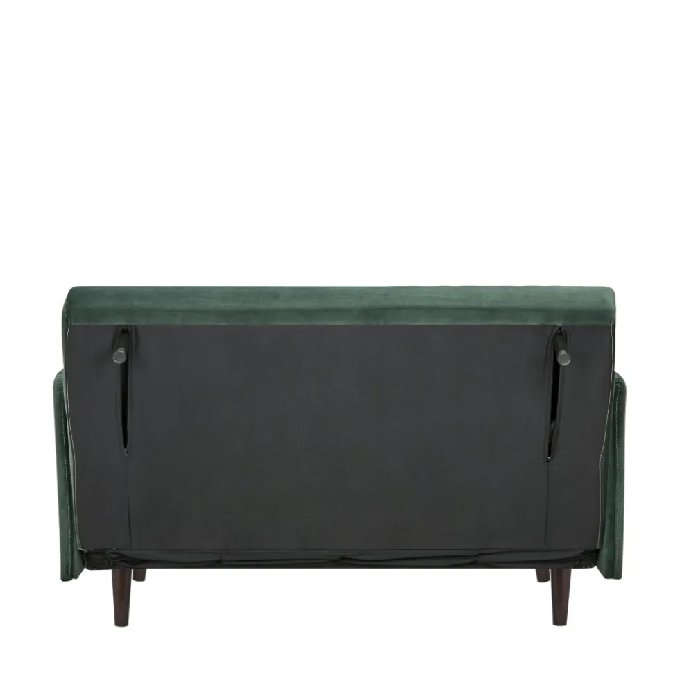 BELUSHI Canapé convertible 2 places en velours pieds bois foncé