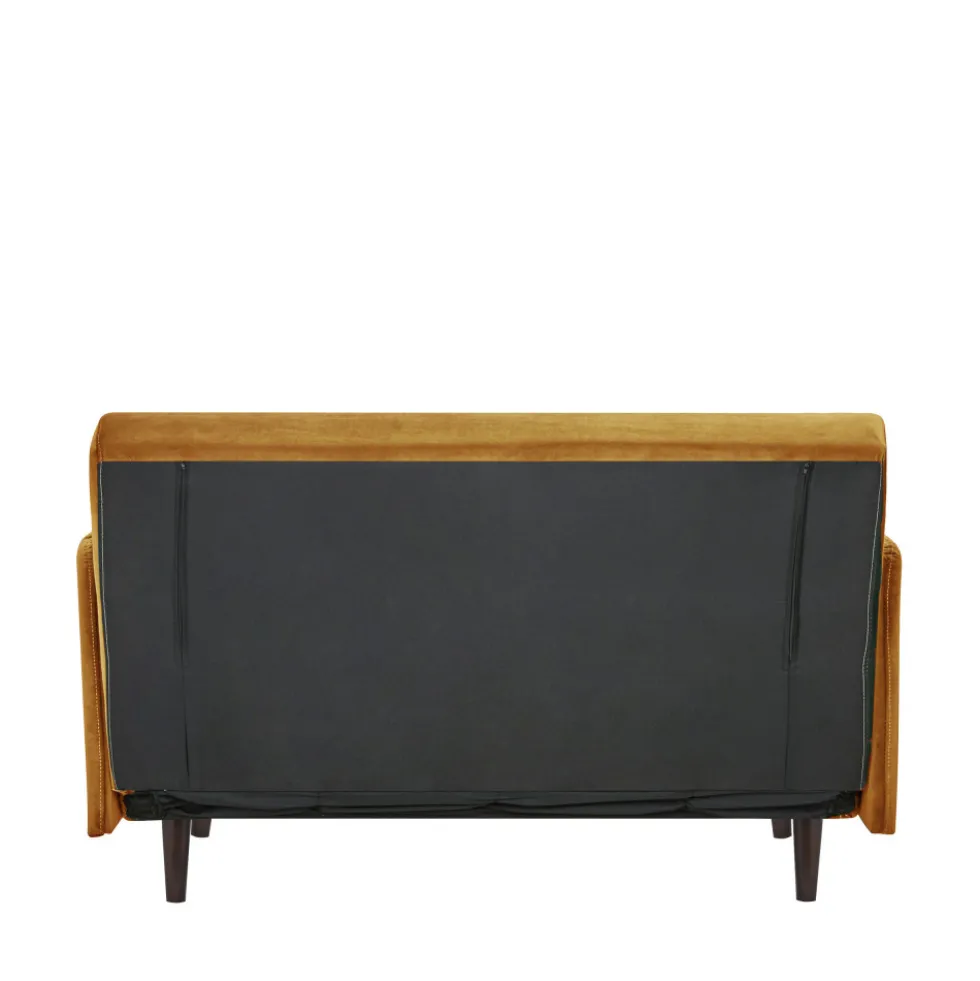 BELUSHI Canapé convertible 2 places en velours pieds bois foncé