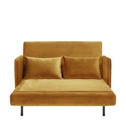 BELUSHI Canapé convertible 2 places en velours pieds bois foncé