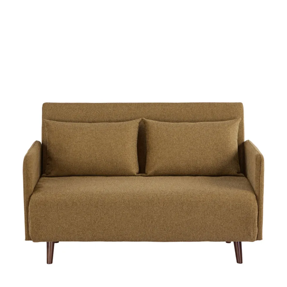 BELUSHI Canapé convertible 2 places en tissu pieds bois foncé