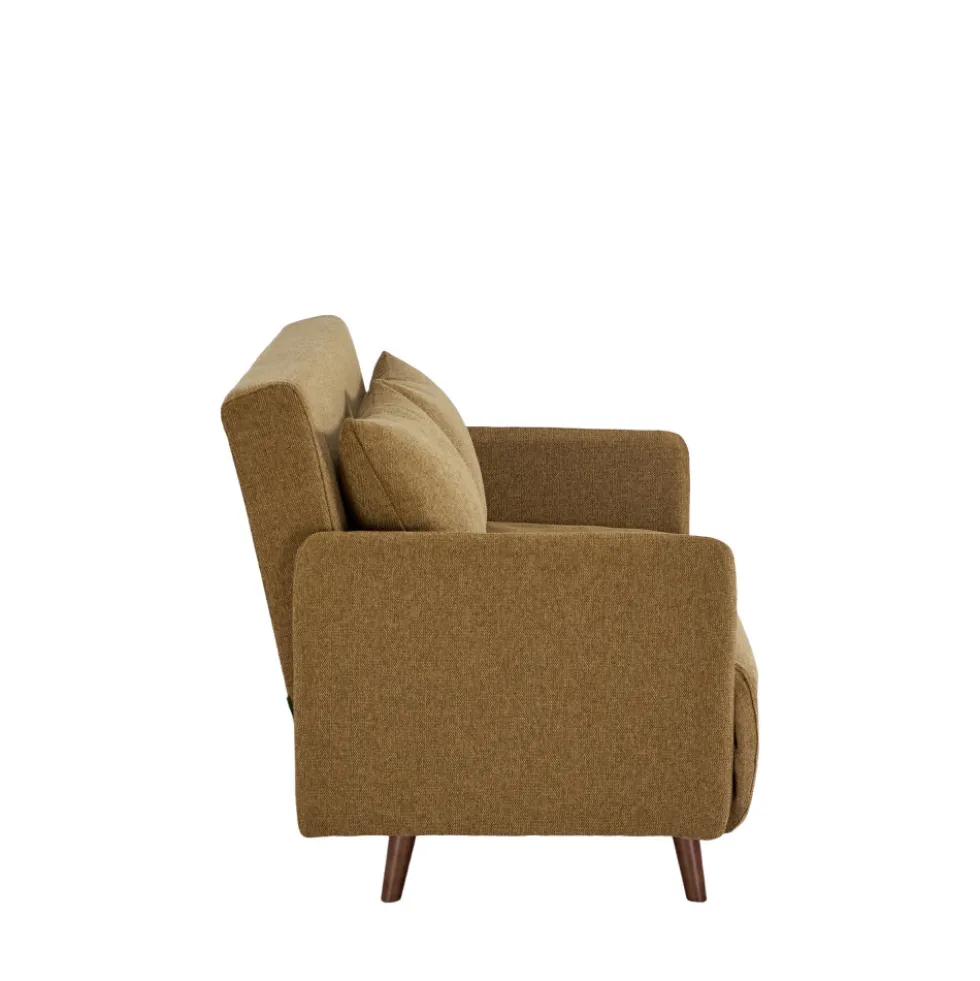 BELUSHI Canapé convertible 2 places en tissu pieds bois foncé