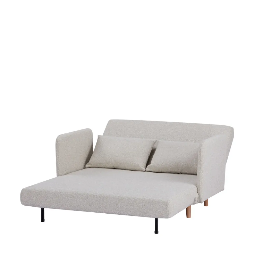 BELUSHI Canapé convertible 2 places en tissu bouclette pieds bois clair