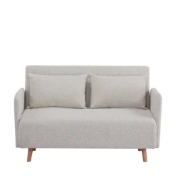 BELUSHI Canapé convertible 2 places en tissu bouclette pieds bois clair