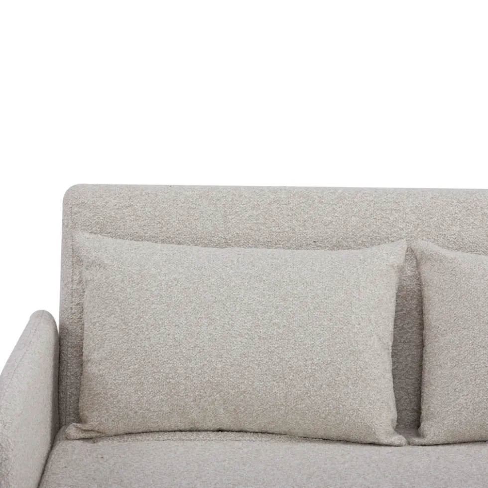 BELUSHI Canapé convertible 2 places en tissu bouclette pieds bois clair