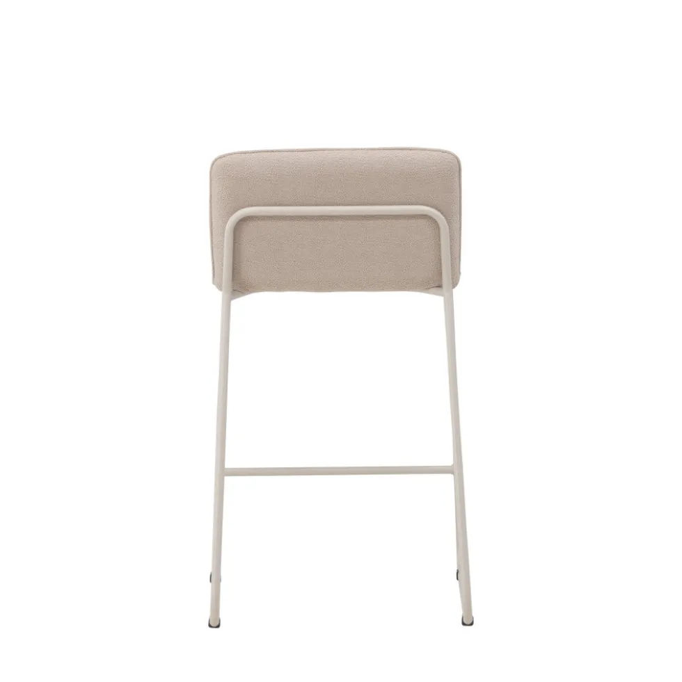 BISBEE Lot de 2 tabourets de bar en tissu bouclette pieds beiges H65cm