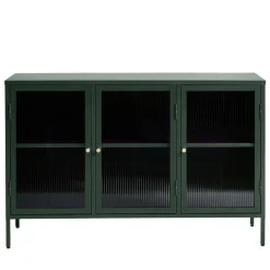 BJORN Buffet 3 portes en verre strié et métal L132cm
