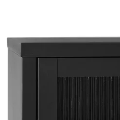 BJORN Buffet 3 portes en verre strié et métal L132cm