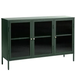 BJORN Buffet 3 portes en verre strié et métal L132cm