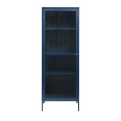 BJORN Colonne de rangement 1 porte en verre strié et métal H160cm