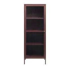 BJORN Colonne de rangement 1 porte en verre strié et métal H160cm