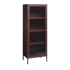 BJORN Colonne de rangement 1 porte en verre strié et métal H160cm