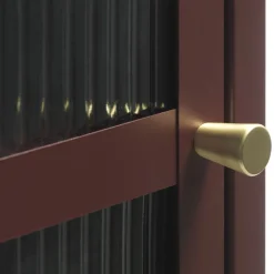 BJORN Colonne de rangement 1 porte en verre strié et métal H160cm