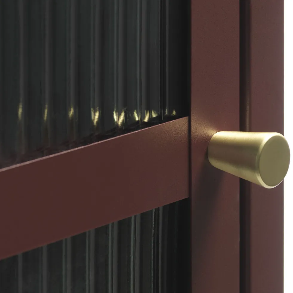 BJORN Colonne de rangement 1 porte en verre strié et métal H160cm