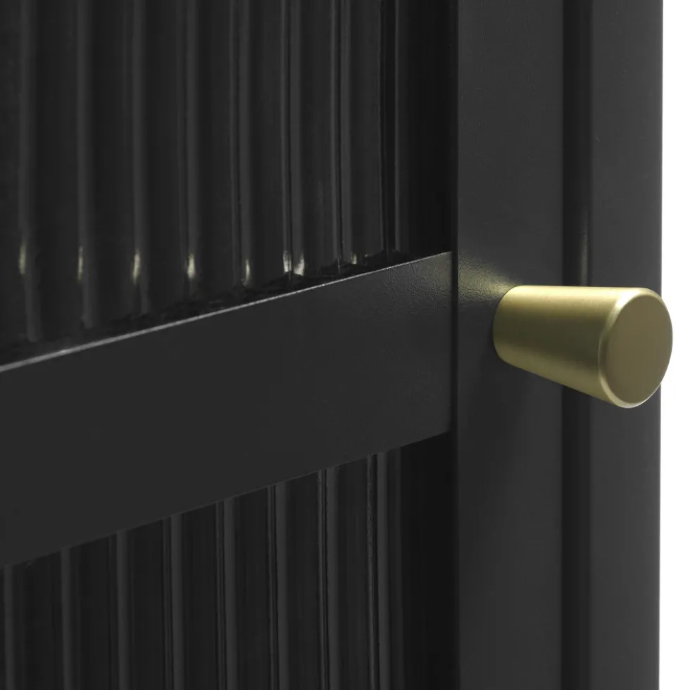 BJORN Colonne de rangement 1 porte en verre strié et métal H160cm