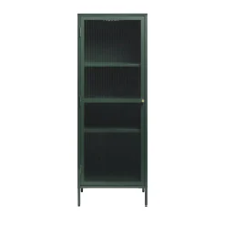 BJORN Colonne de rangement 1 porte en verre strié et métal H160cm