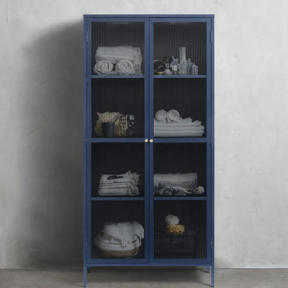 BJORN Vaisselier 2 portes en verre stié et métal H190cm