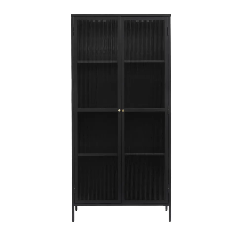 BJORN Vaisselier 2 portes en verre stié et métal H190cm