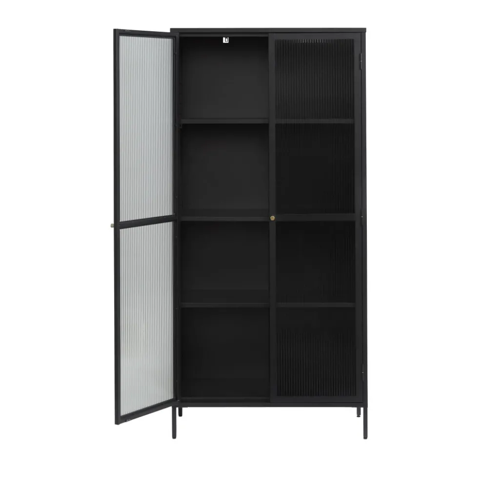 BJORN Vaisselier 2 portes en verre stié et métal H190cm