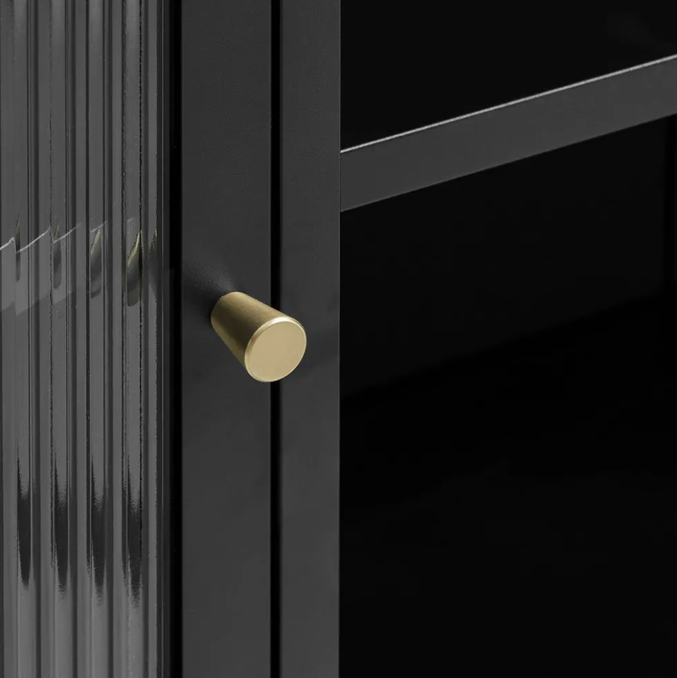 BJORN Vaisselier 2 portes en verre stié et métal H190cm