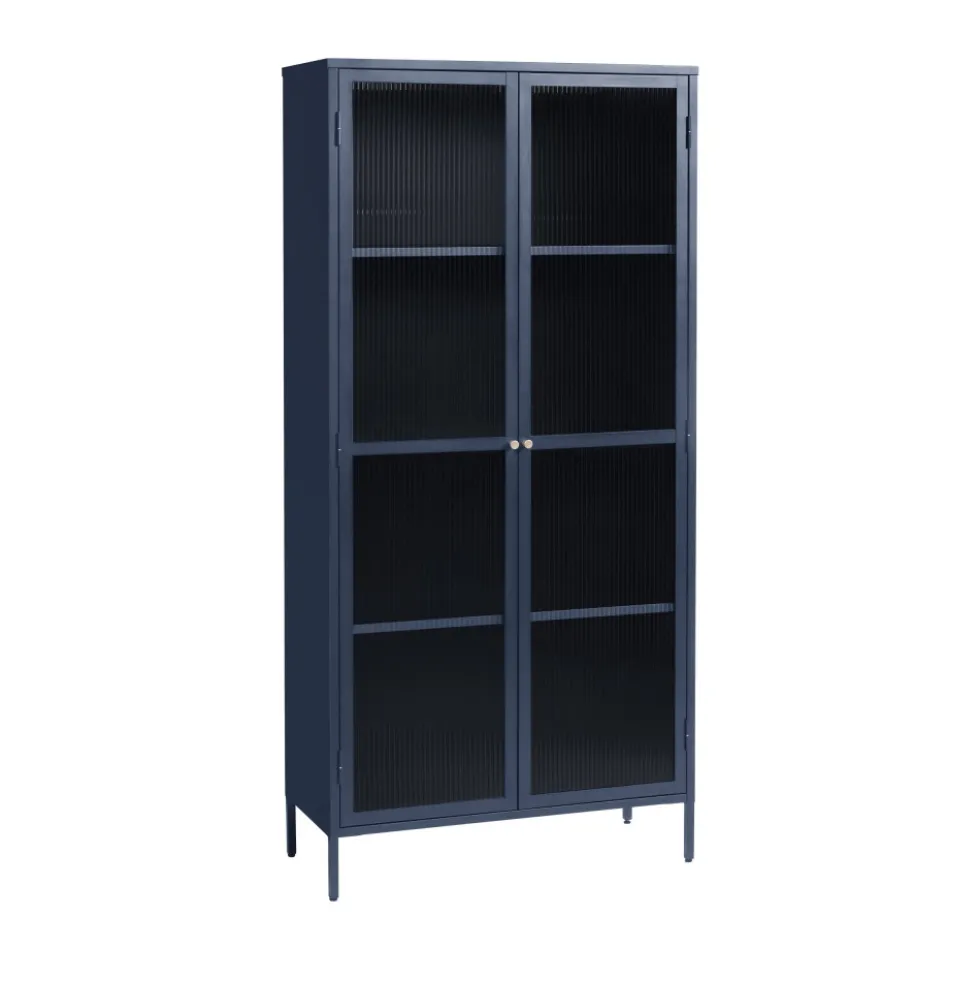 BJORN Vaisselier 2 portes en verre stié et métal H190cm