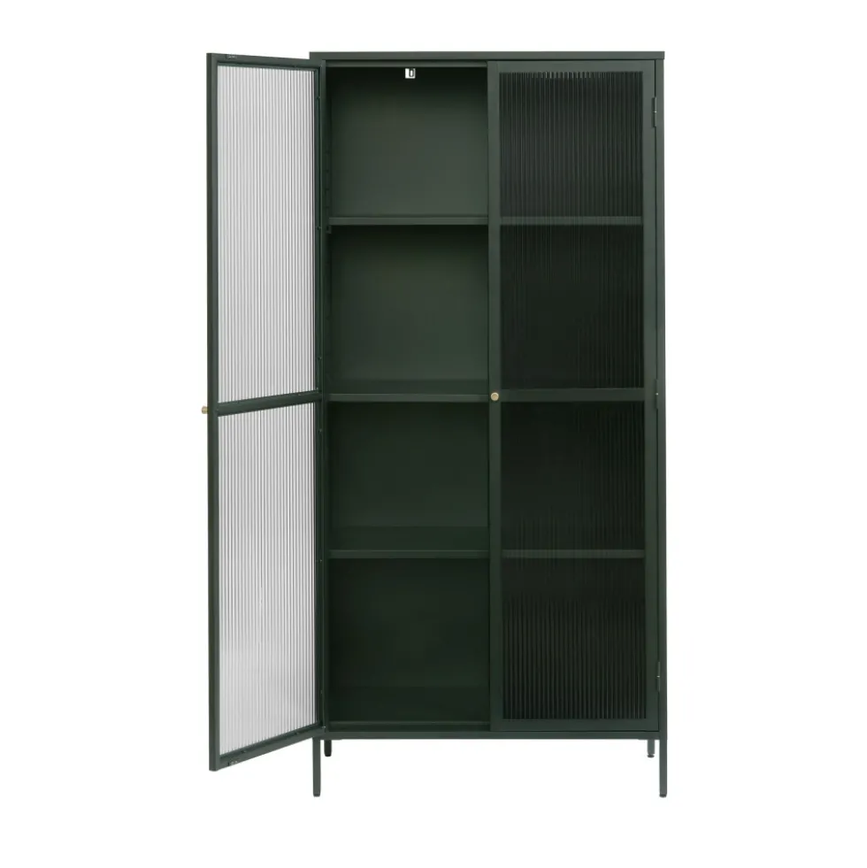 BJORN Vaisselier 2 portes en verre stié et métal H190cm