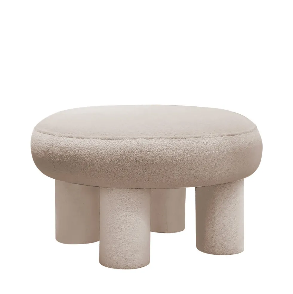 BLOOMI Tabouret rond XL en tissu bouclette ø60cm
