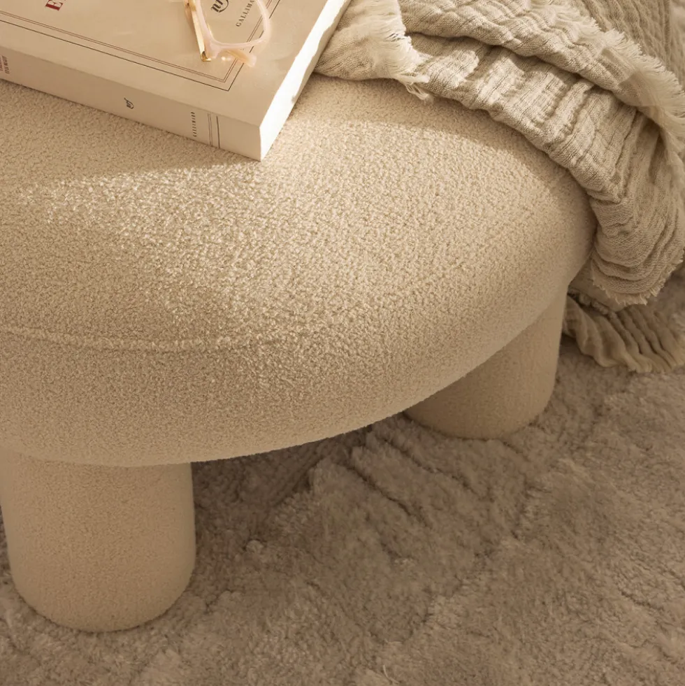 BLOOMI Tabouret rond XL en tissu bouclette ø60cm