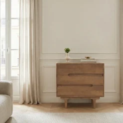 BOGOR Commode 3 tiroirs en bois massif L80cm