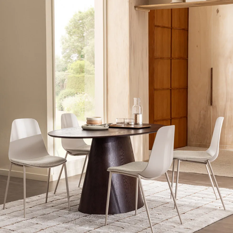 BOLTON Table à manger ovale en bois 160x90cm