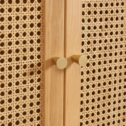 BOMBONG Armoire 2 portes en bois et cannage
