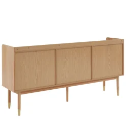 BOMBONG Buffet 2 portes 3 tiroirs en bois et cannage L180cm