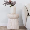 BONN Table d'appoint ronde effet travertin ø37cm