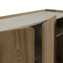 BOXY Buffet 4 portes en bois et effet travertin L180cm