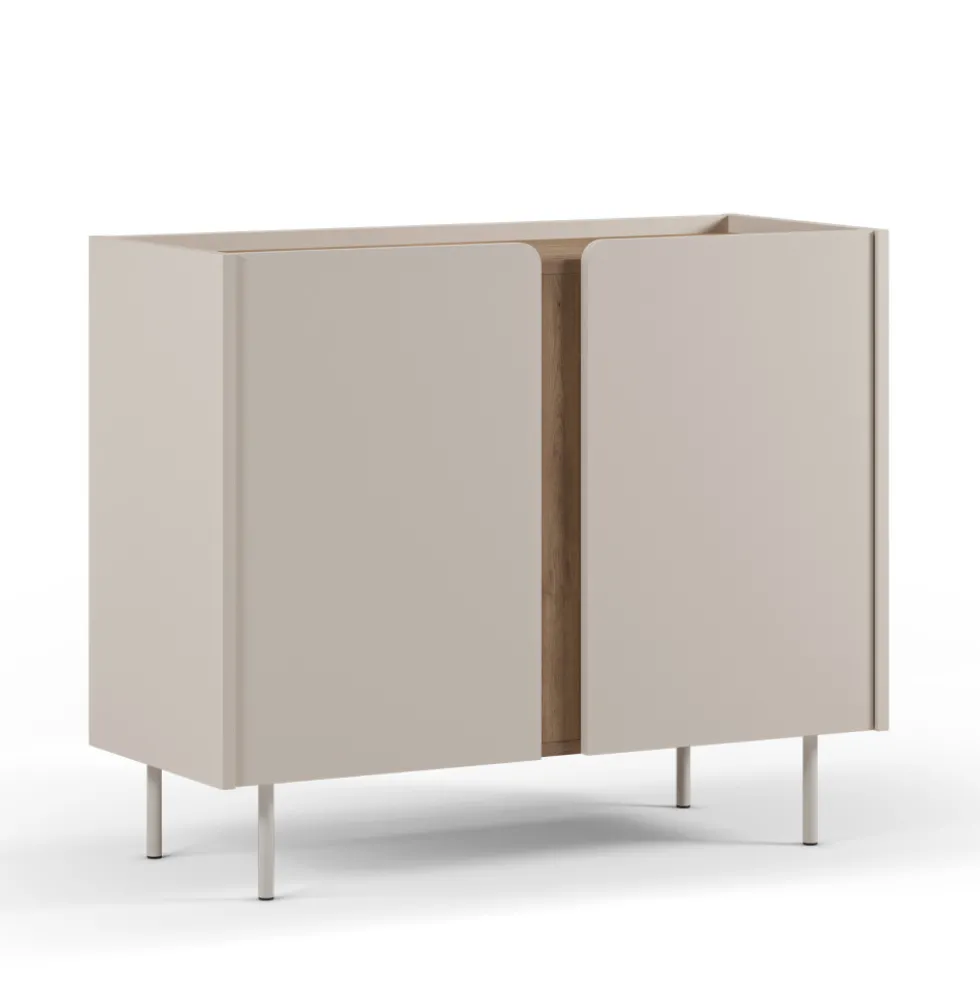 BOXY Buffet 2 portes en bois et métal L100cm