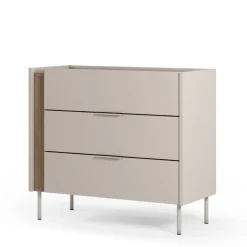 BOXY Commode 3 tiroirs en bois et métal