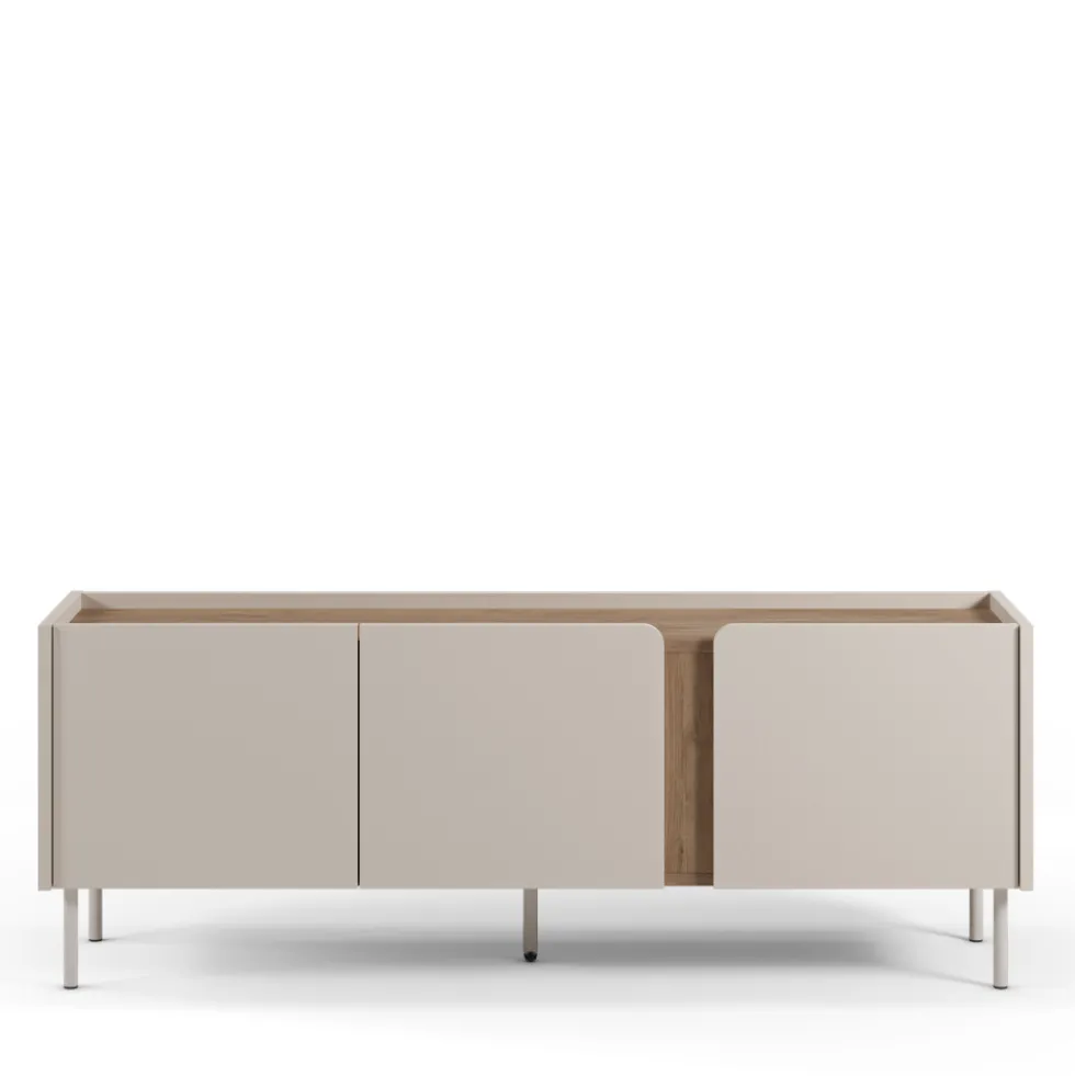 BOXY Meuble TV 3 portes en bois et métal L140cm