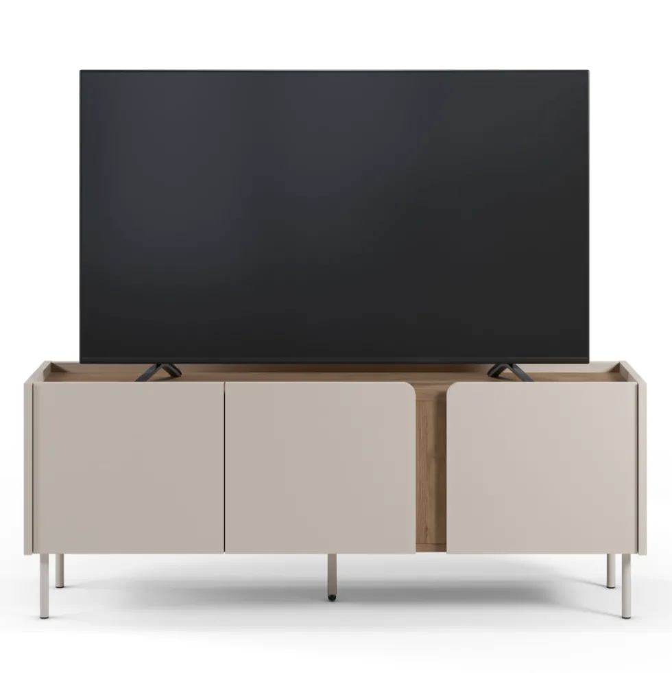 BOXY Meuble TV 3 portes en bois et métal L140cm