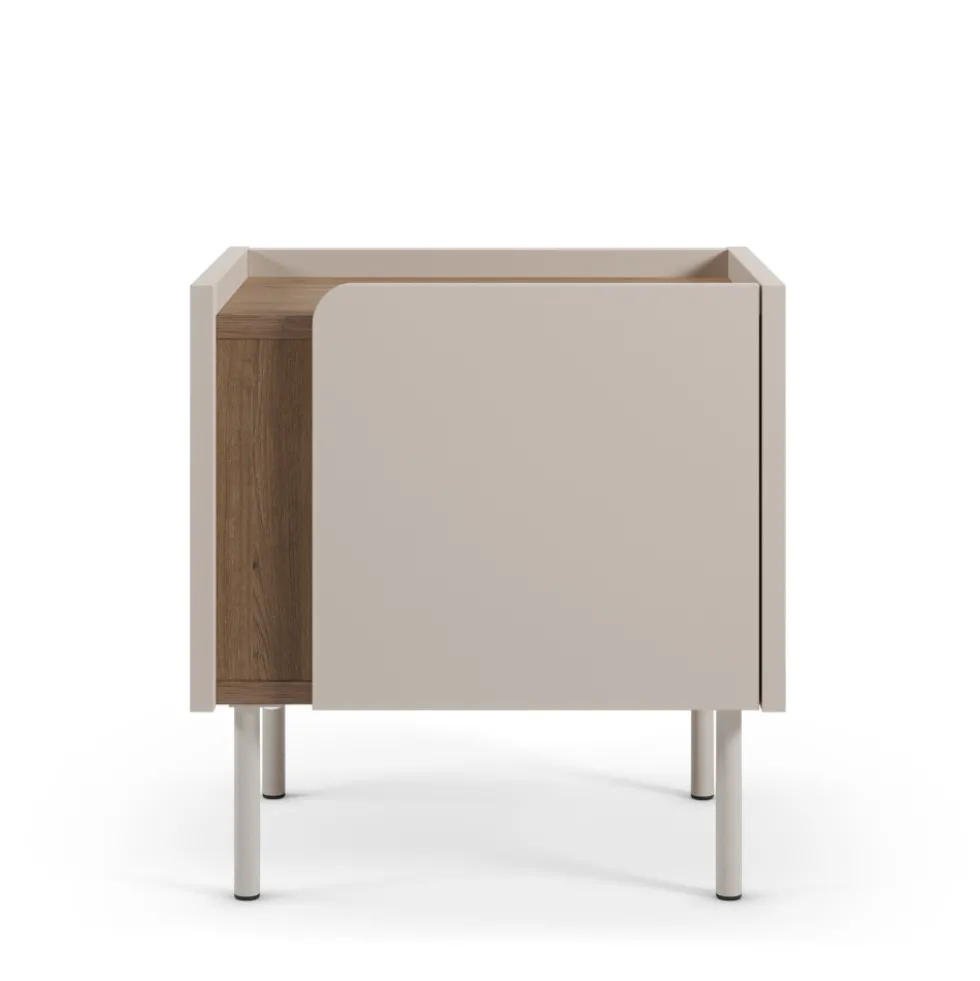 BOXY Table de chevet 1 porte en bois et métal