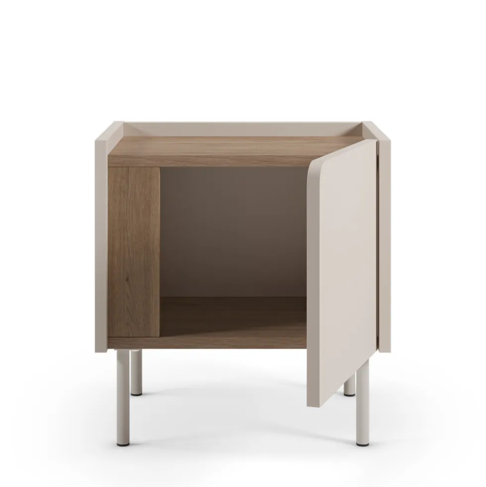 BOXY Table de chevet 1 porte en bois et métal