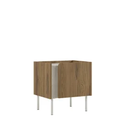 BOXY Table de chevet 1 porte en bois et effet travertin