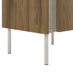 BOXY Table de chevet 1 porte en bois et effet travertin