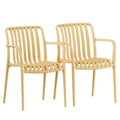 BRANO Lot de 2 fauteuils de jardin en résine