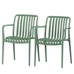 BRANO Lot de 2 fauteuils de jardin en résine