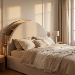 BRIE Lit coffre en tissu avec rangements intégrés 160x200cm