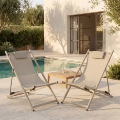 BRISA Lot de 2 chiliennes en aluminium