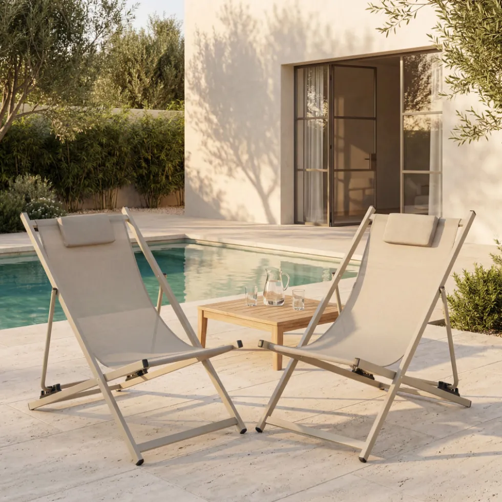 BRISA Lot de 2 chiliennes en aluminium