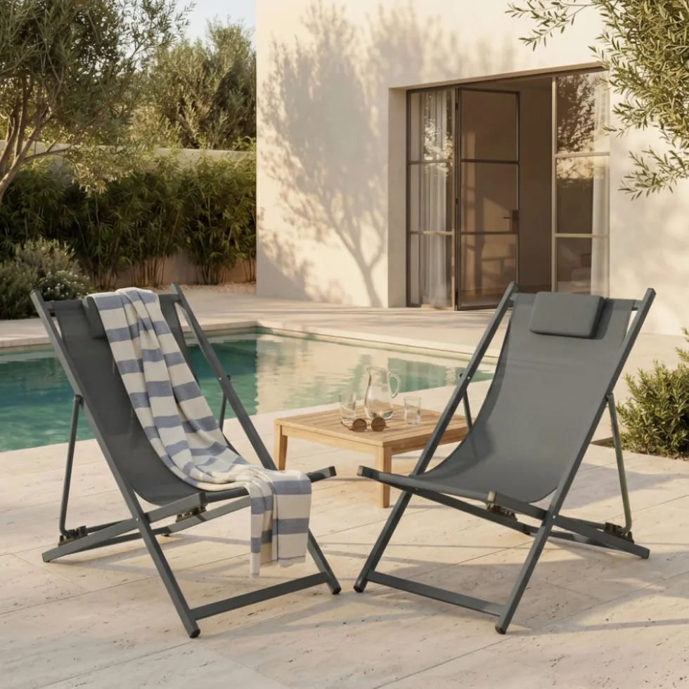 BRISA Lot de 2 chiliennes en aluminium