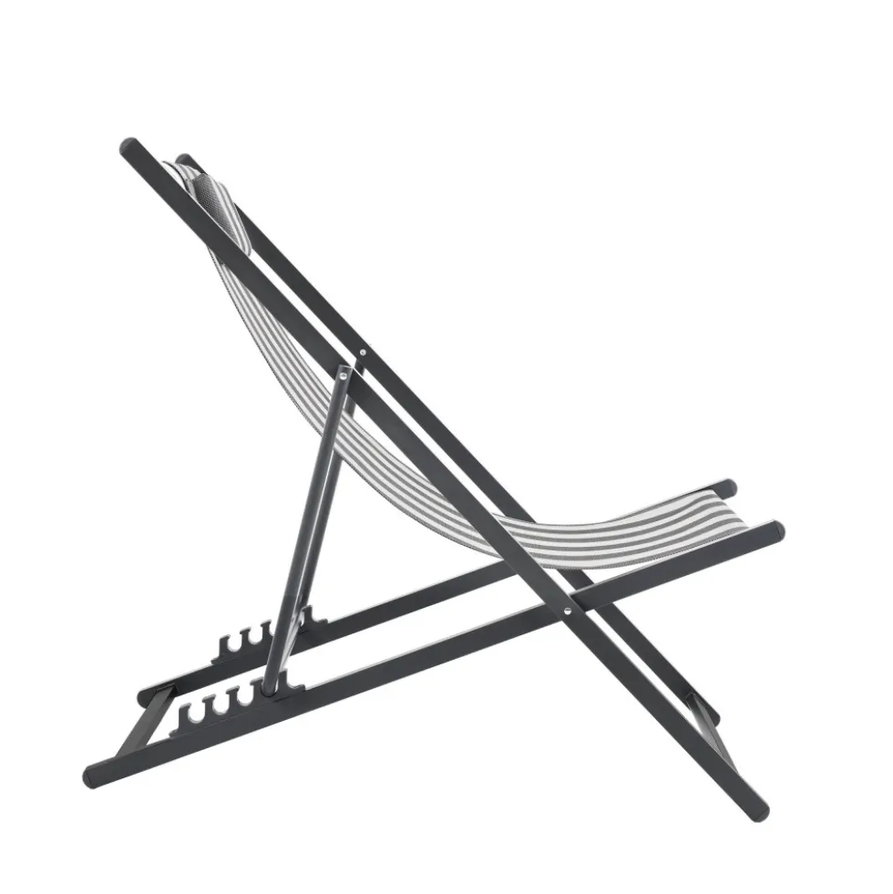 BRISA Lot de 2 chiliennes à rayures et aluminium