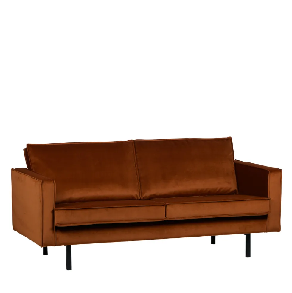 BRONCO Canapé 3 places vintage en velours